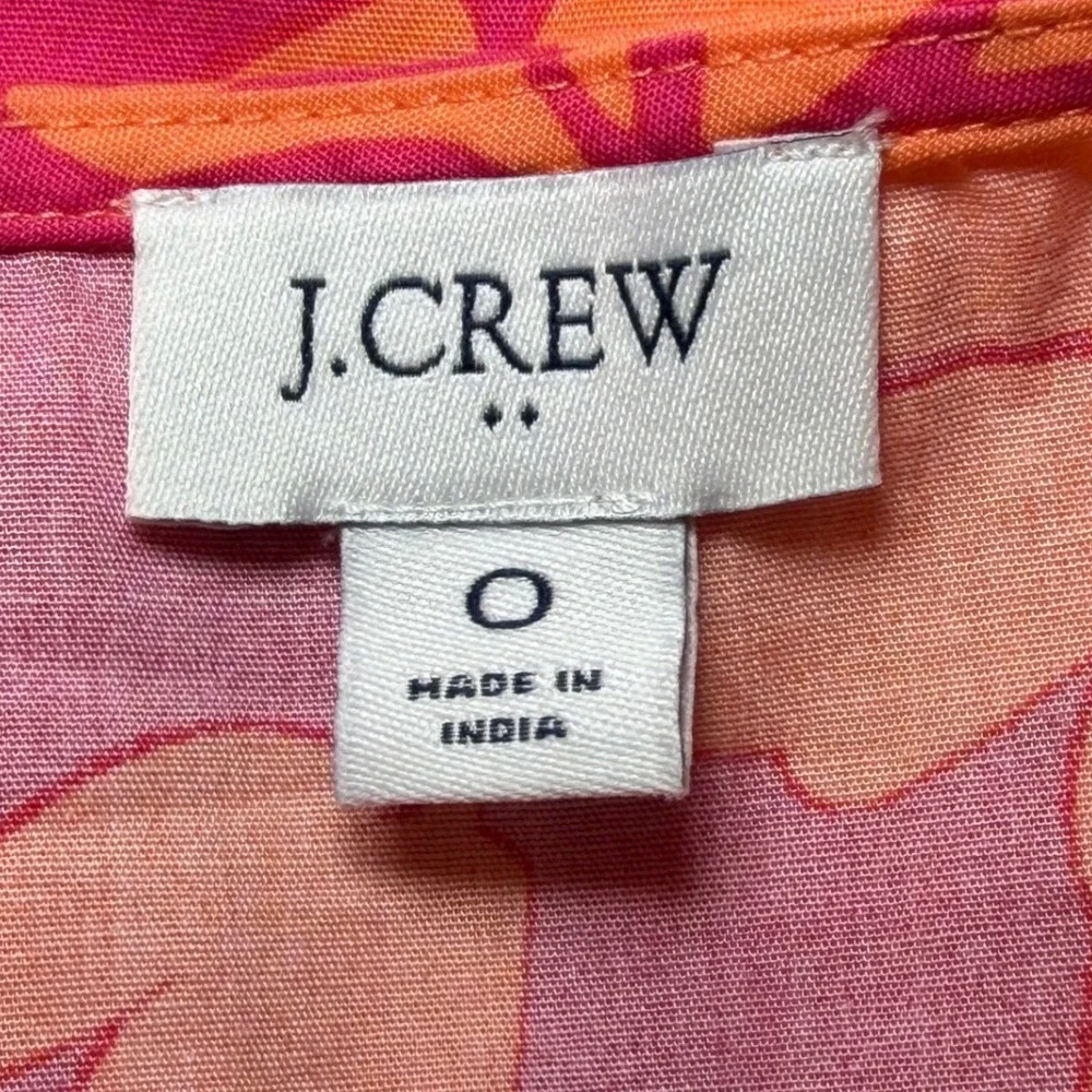 J.Crew Re-Imagined Orange Pink Floral Tiered Midi Dress V-Neck‎ Puff Sleeve